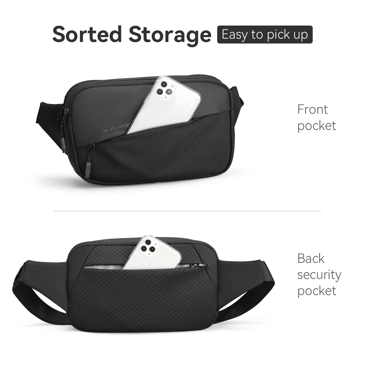 Mini sac à bandoulière multipoches pour hommes