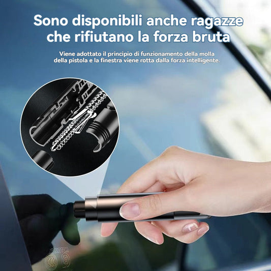 🚨 Marteau d'émergence pour voiture avec étiquette pour ceinture de sécurité (noir)